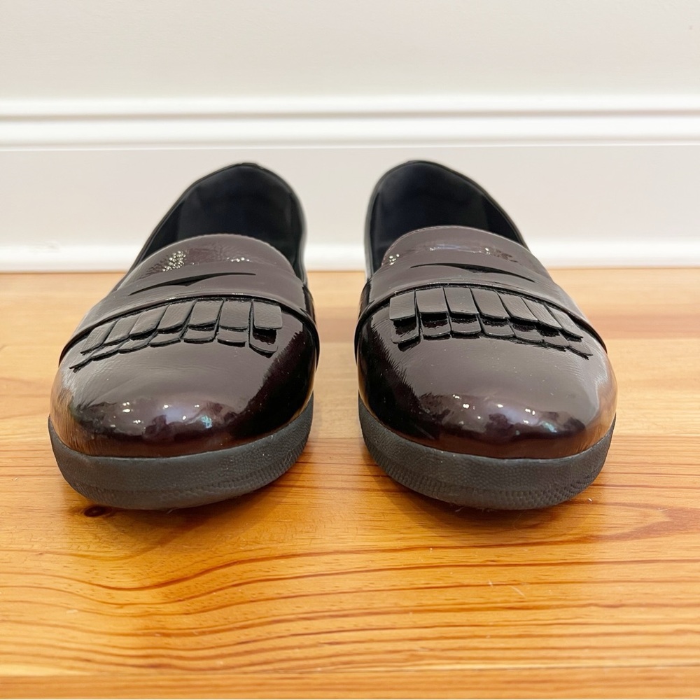 FitFlop Fringey Sneakerloafer Womens 11 Burgundy Patent Leather Penny Loafer - Picture 4 of 11
